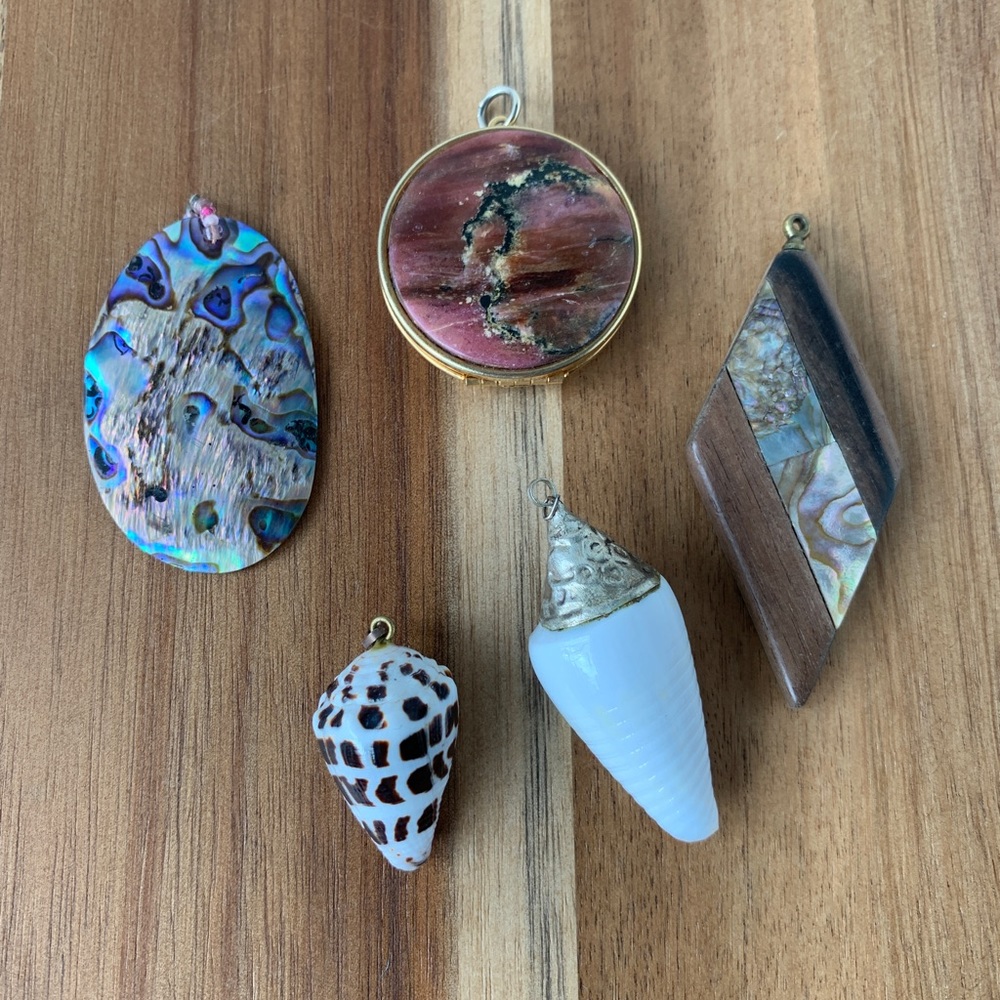 Vintage shell and stone pendants